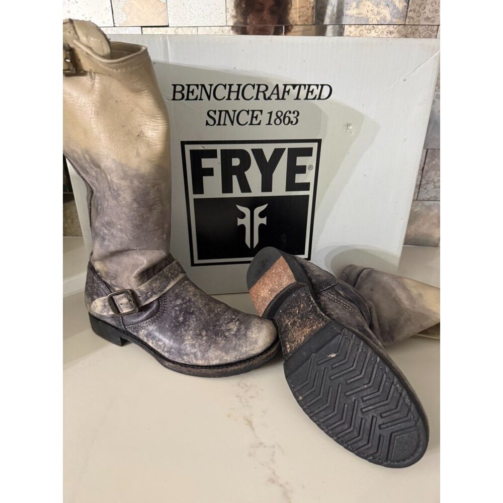 FRYE Veronica Slouch Boots | Stone Distressed Leather | Size 10M